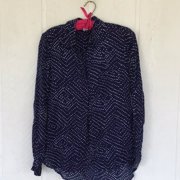 DIANE VON FURSTENBERG PRINTED SILK BUTTON DOWN SHIRT SIZE 2 - Picture 6 of 16